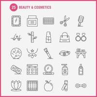 ícones de linha de beleza e cosméticos definidos para infográficos kit uxui móvel e design de impressão incluem botões de beleza algodão maquiagem mulher cosmética beleza amor conjunto de ícones vetor