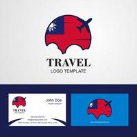 logotipo da bandeira de taiwan de viagem e design de cartão de visita vetor