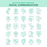 25 conjunto de ícones de comunicação social verde vetor