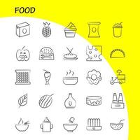 ícones desenhados à mão de comida definidos para infográficos kit uxui móvel e design de impressão incluem fruta melancia refeição de comida suco de fruta coleção de comida infográfico moderno logotipo e vetor de pictograma