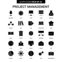 conjunto de ícones vetoriais de glifos de gerenciamento de projetos vetor