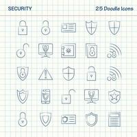 segurança 25 ícones de doodle conjunto de ícones de negócios desenhados à mão vetor