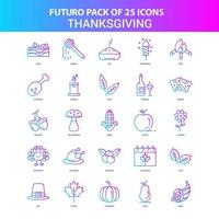 25 pacote de ícones de ação de graças do futuro azul e rosa vetor