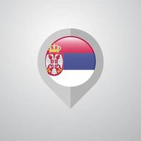 ponteiro de navegação de mapa com vetor de design de bandeira da sérvia