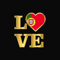 tipografia de amor portugal design de bandeira vector letras de ouro