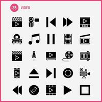 pacote de ícones de glifo sólido de vídeo para designers e desenvolvedores ícones de diretor entretenimento filme vídeo filme vídeo vídeo multimídia vetor