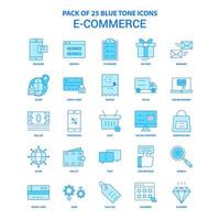 pacote de ícones de tom azul de comércio eletrônico 25 conjuntos de ícones vetor