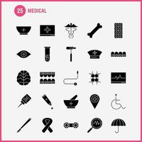 conjunto de ícones de glifo sólido médico para infográficos kit uxui móvel e design de impressão incluem dna ciência laboratório médico caixa de primeiros socorros médico eps 10 vector