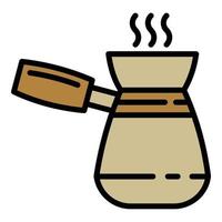 ícone de pote de café quente, estilo de estrutura de tópicos vetor