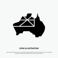 vetor de ícone de glifo sólido de bandeira de país de mapa da austrália