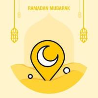 modelo de saudação ramadan kareem crescente islâmico e ilustração vetorial de lanterna árabe vetor