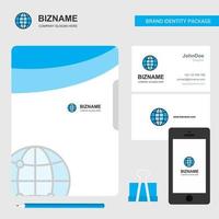 capa de arquivo de logotipo de negócios globo cartão de visita e ilustração vetorial de design de aplicativo móvel vetor
