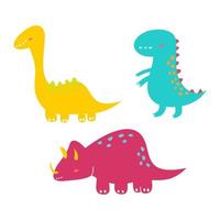 dinossauro fofo em estilo infantil. ilustração vetorial. pode ser usado para tecidos e têxteis, papéis de parede, planos de fundo, decoração de casa, pôsteres, cartões. vetor