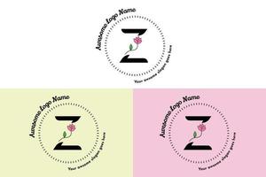 logotipo feminino da letra z, modelos modernos de distintivos minimalistas e florais para branding, identidade, boutique, vetor de salão. vetor de design de logotipo de letra z floral simples.