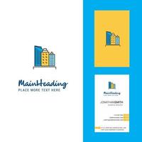 logotipo criativo de edifícios e vetor de design vertical de cartão de visita