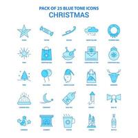 pacote de ícones de tom azul de natal 25 conjuntos de ícones vetor