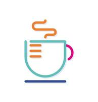 ícone do logotipo do copo de café quente colorido abstrato. linhas modernas com novas cores pop art. conjunto de modelo de estilo limpo de linha em negrito. vetor