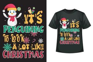 é pinguim parecer muito com o natal - modelo de design de camiseta de natal vetor