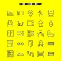 ícones de linha de design de interiores definidos para infográficos kit uxui móvel e design de impressão incluem móveis de carpete janela doméstica entrada de porta de casa entrada eps 10 vetor