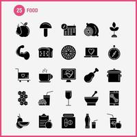 ícone de glifo sólido de comida para impressão na web e kit uxui móvel, como limão, comida, fruta, saúde, hambúrguer, bebida, vetor de pacote de pictograma de fast-food