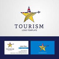 logotipo de estrela criativa de bandeira niue de viagem e design de cartão de visita vetor