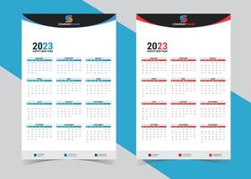 calendário 2023 - plano moderno colorido. semana começa na segunda-feira vetor