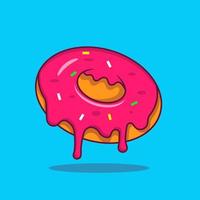 ilustração em vetor rosquinha no estilo cartoon. ícone de comida deliciosa. vetor de design de ícone de rosquinha