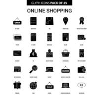 conjunto de ícones vetoriais de glifos de compras on-line vetor