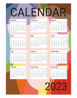 calendário de parede para 2023 em formato a3 com padrão abstrato. a semana começa no domingo vetor