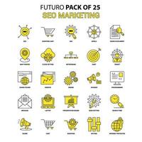 conjunto de ícones de marketing seo amarelo futuro pacote de ícones de design mais recente vetor