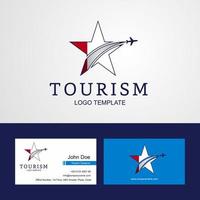 logotipo da estrela criativa da bandeira do peru de viagem e design de cartão de visita vetor