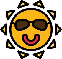 sol quente calor óculos de sol verão - ícone de contorno preenchido vetor