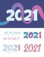 feliz ano novo conjunto de letras 2021 vetor