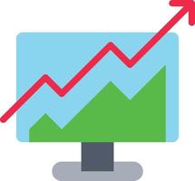 computador de gráfico de lucro de marketing digital - ícone plano vetor