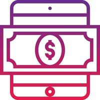 carteira de dinheiro digital tablet comércio eletrônico - ícone de gradiente vetor