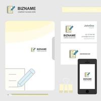 escrevendo em notas capa de arquivo de logotipo de negócios cartão de visita e ilustração em vetor de design de aplicativo móvel