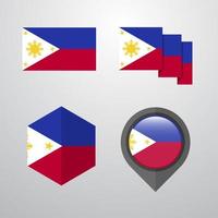 vetor de conjunto de design de bandeira das filipinas