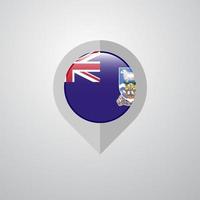 ponteiro de navegação de mapa com vetor de design de bandeira das Ilhas Malvinas