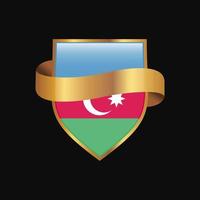 vetor de design de distintivo dourado de bandeira do azerbaijão