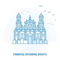 catedral primacial bogotá marco azul fundo criativo e modelo de cartaz vetor