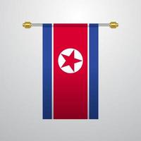 bandeira pendurada da coreia do norte vetor