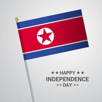 design tipográfico do dia da independência da coreia do norte com vetor de bandeira