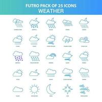 25 pacotes de ícones de clima futuro verde e azul vetor