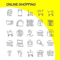 pacote de ícones desenhados à mão de compras para designers e desenvolvedores ícones de comprar venda online vender sacola de compras vetor lateral de compras