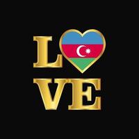 tipografia de amor azerbaijão design de bandeira vetor letras de ouro