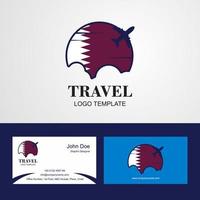 logotipo da bandeira do qatar de viagem e design de cartão de visita vetor