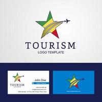 viagem república do congo bandeira criativa logotipo da estrela e design de cartão de visita vetor