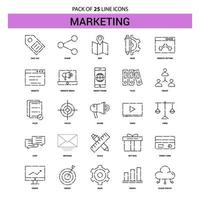 conjunto de ícones de linha de marketing 25 estilo de contorno tracejado vetor