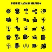 ícones de glifo sólido de administração de empresas definidos para infográficos kit uxui móvel e design de impressão incluem bolsa escolar arquivo de configuração de documento de educação escolar vetor eps 10
