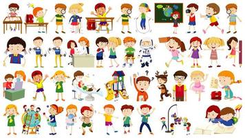 conjunto de personagens de desenhos animados de crianças fofas vetor